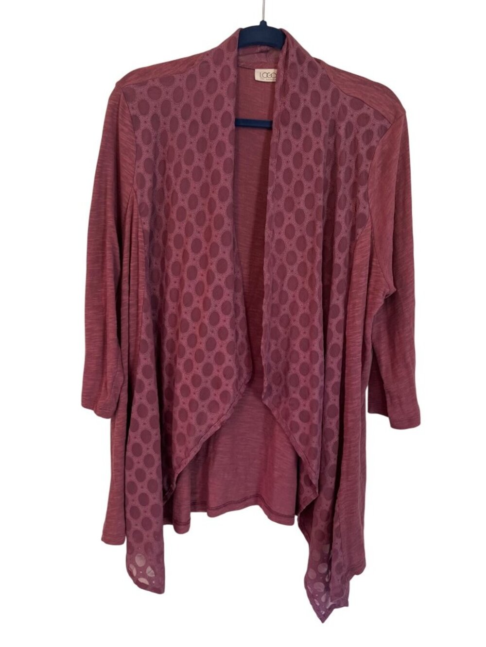 LOGO Lori Goldstein Purple Open Waterfall Cardigan Sweater Knit Blouse Top XL - Picture 1 of 6